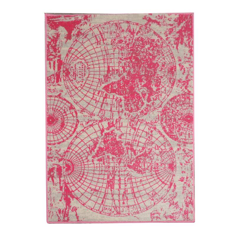 Modern Abstract Map Oriental Polypropylene Area Rug