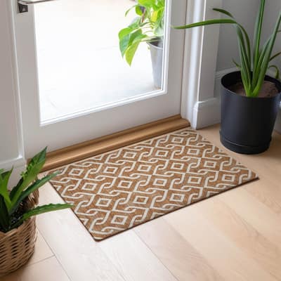 Machine Washable Indoor/ Outdoor Chantille Modern Trellis Rug