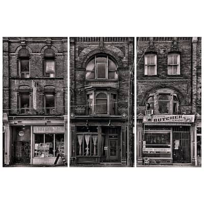 Empire Art Direct Historic Brownstone Trio Printed Tempered Glass Wall Art