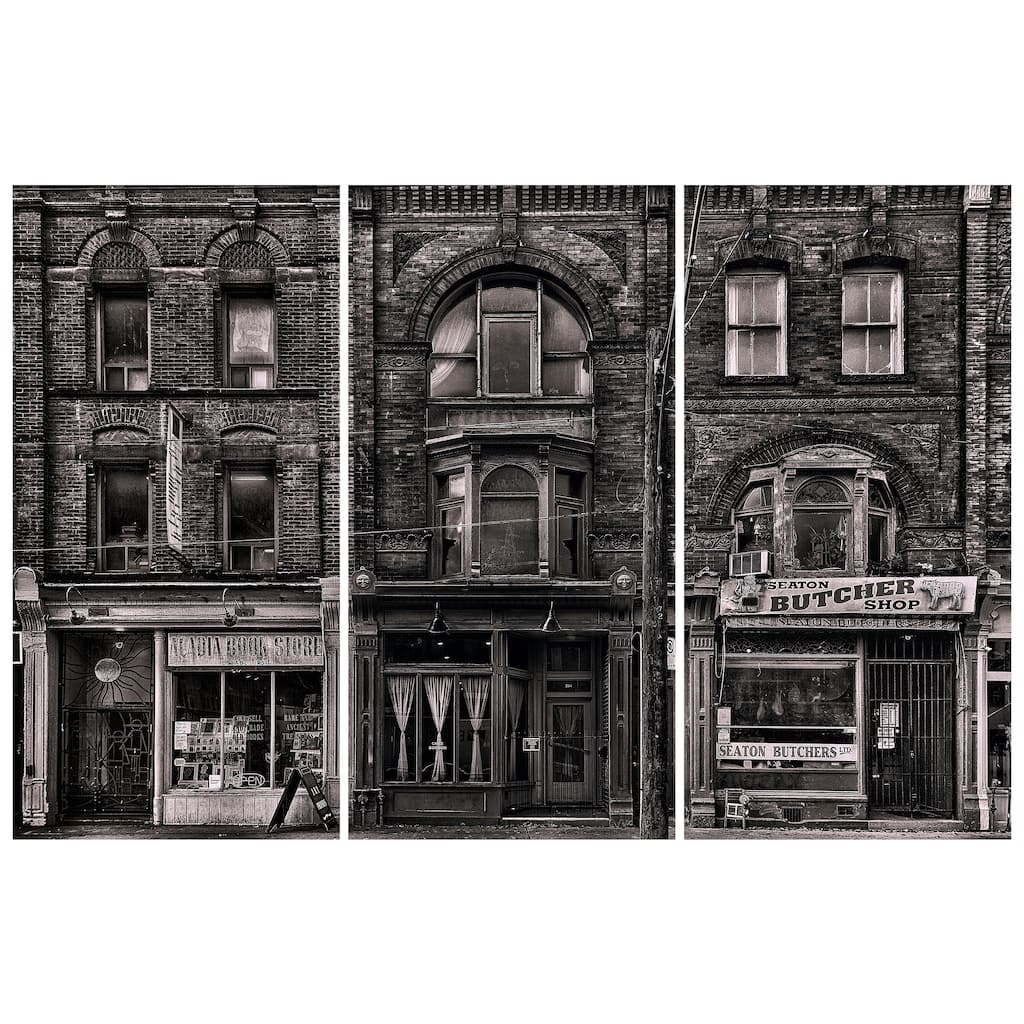 Empire Art Direct Historic Brownstone Trio Printed Tempered Glass Wall Art