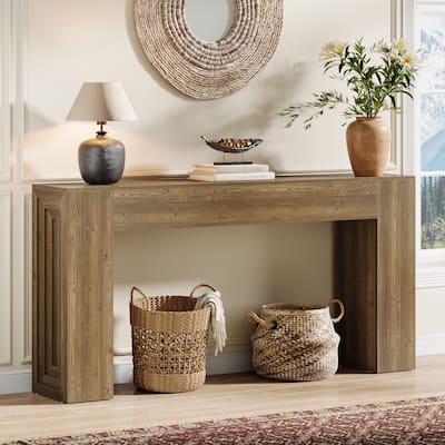 63 Inches Farmhouse Sofa Table with Storage for Living Room - 62.99" L x 11.81" W x 31.4" H