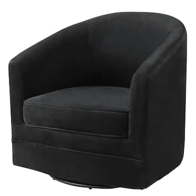 Modern Swivel Barrel Chair with Metal Base - 30.5" x 31" x 28.5" (L x W x H)