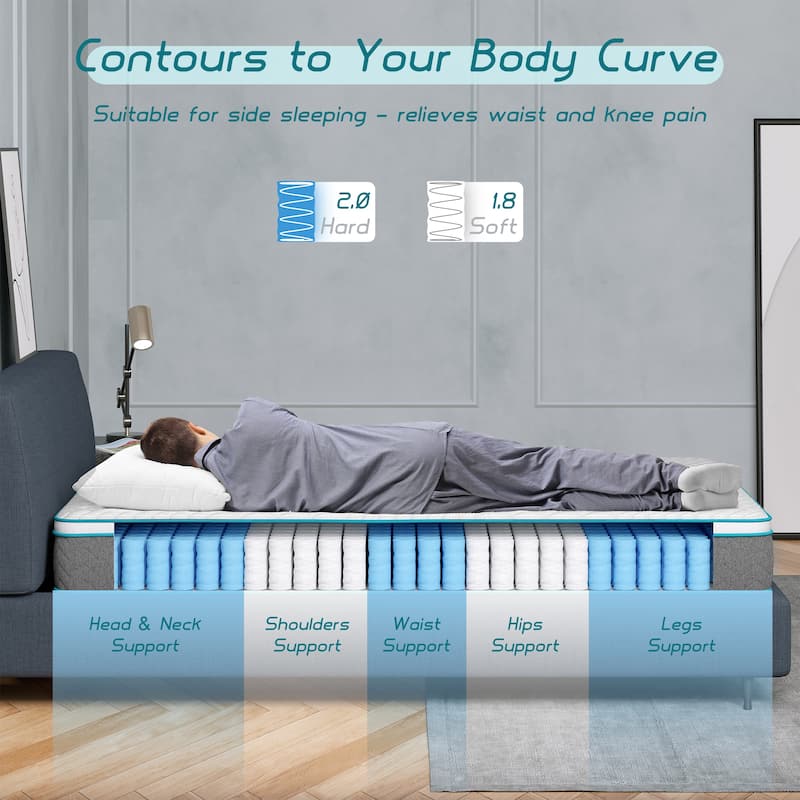 Serweet 12 Inch Bamboo Charcoal Memory Foam Hybrid Mattress