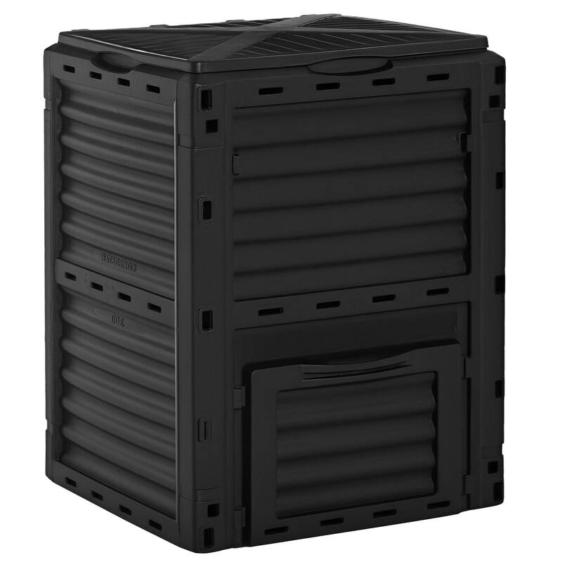 Outsunny Garden Compost Bin Large Outdoor Compost Container 80 Gallon Fast Creation of Fertile Soil Aerating Compost Box