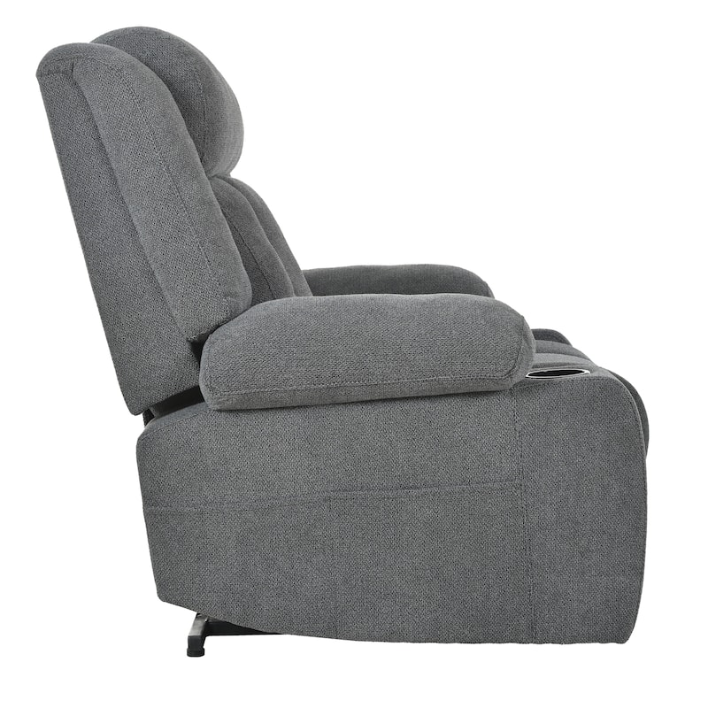 Power Lift Recliner Chair with Extended Footrest, Home Theater Lounge Sofa with Remote Control, Cup Holders & Side Pockets