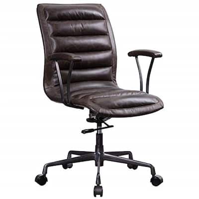 Executive Office Chair Leather Adjustable Swivel Desk Chair Rustic Style