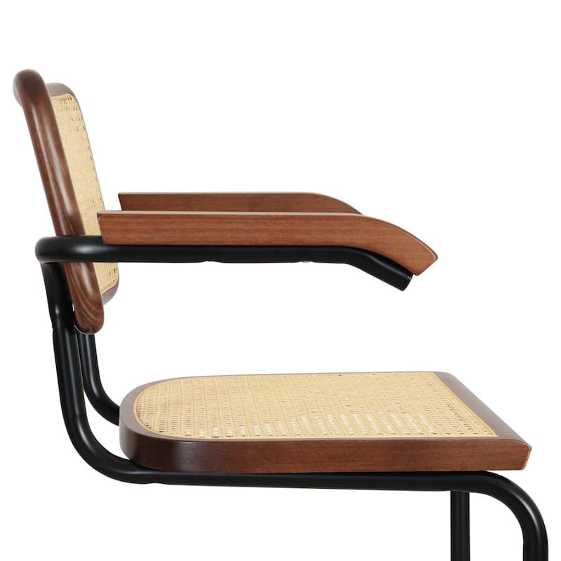 Breuer Chair Company Marcel Breuer Cesca Cane Cantilever Armchair Arm Chair w/ Black Steel Frame (Various Wood & Cane Colors)