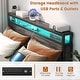 preview thumbnail 37 of 94, Farmhouse Wood Platform Bed Frame with Charged Station and LED Lights