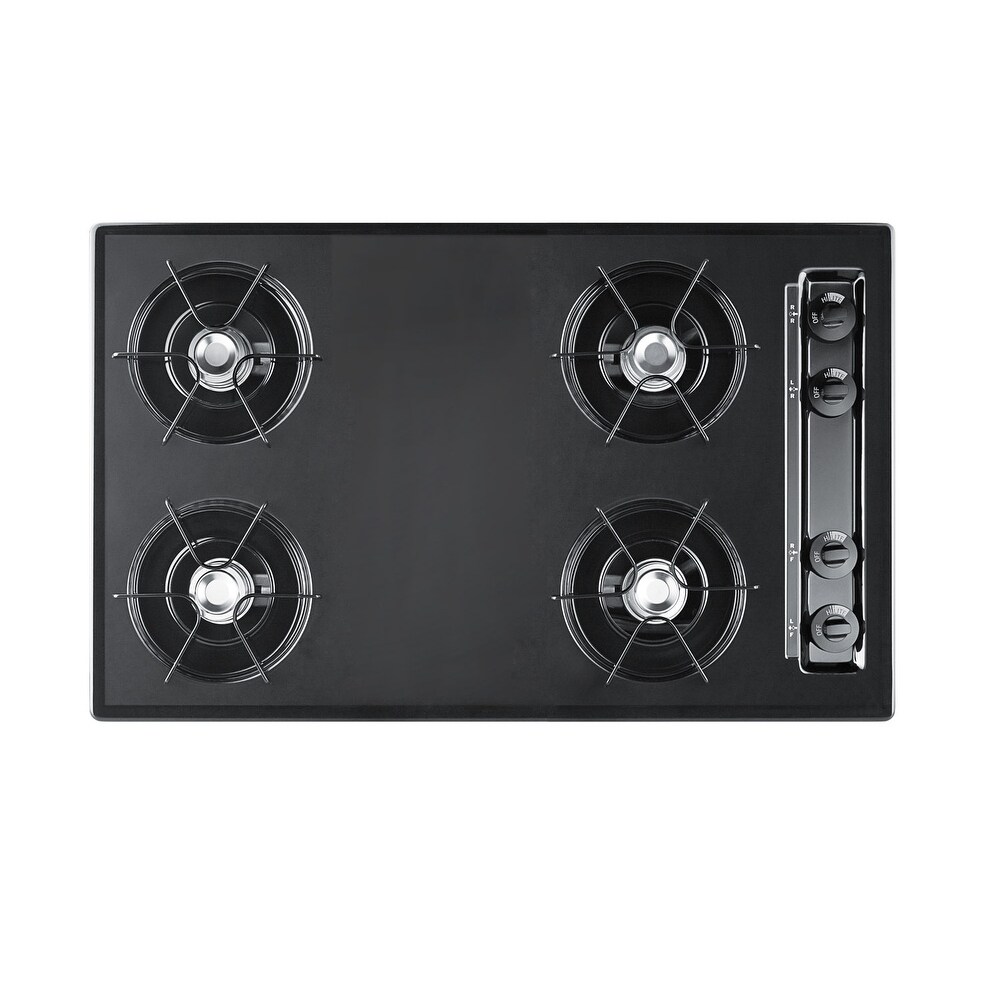 Summit  TNL05P  30" Wide 4 Burner Gas Cooktop with Battery Start Ignition - Black (Black)