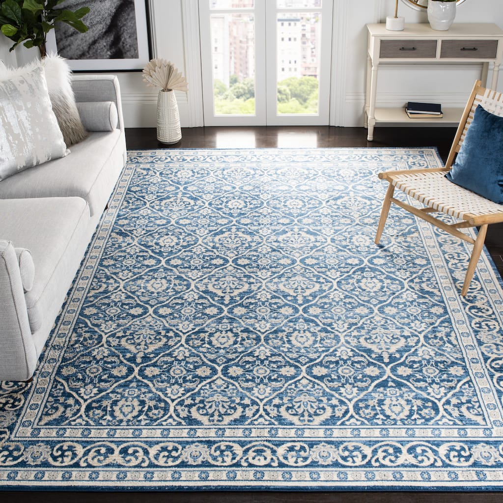 SAFAVIEH Brentwood Darcia Traditional Oriental Rug - Navy/Light Grey - 5' 3" x 7' 6"