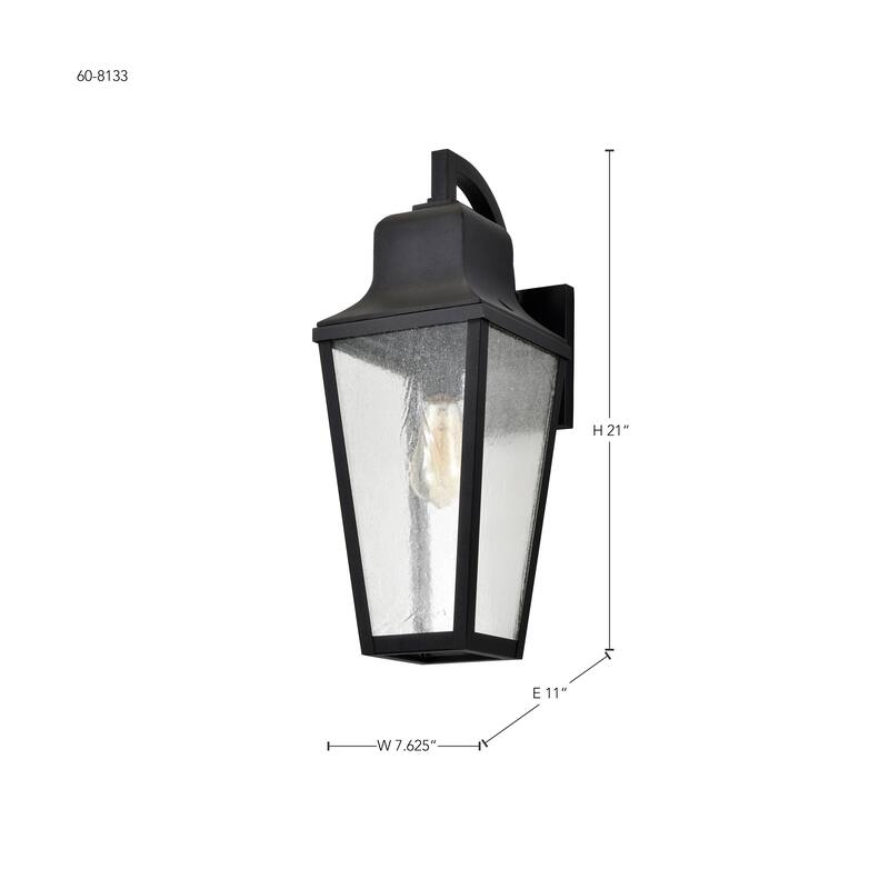 Lawrence 1 Light Large Wall Lantern Matte Black with Clear Seeded Glass