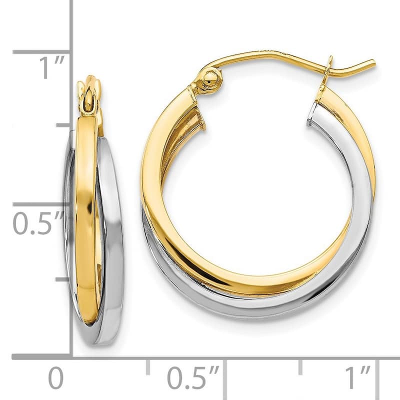 Curata 10k Two-Tone Gold Polished Double Hoop Earrings (4mm x 23mm)