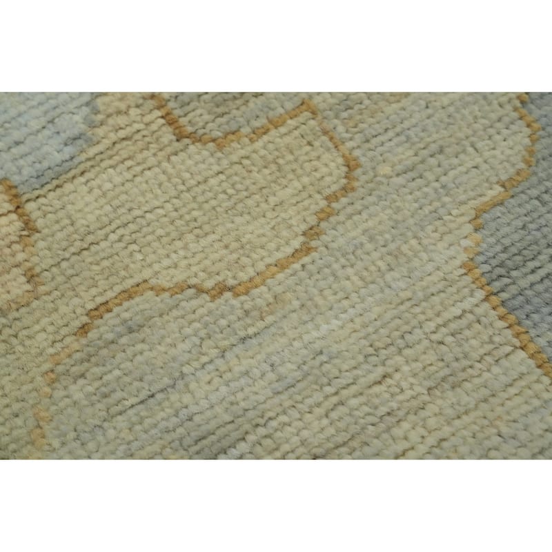 Vegetable Dye Wool Oushak Turkish Large Rug, Floral Geometric Carpet - 14' 6'' X 12' 3''