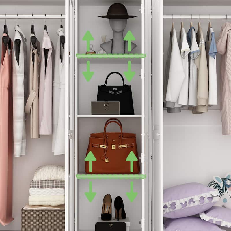 78.7"H Combo Twin Wardrobe Set Elegance Meets Utility Armoires Closet