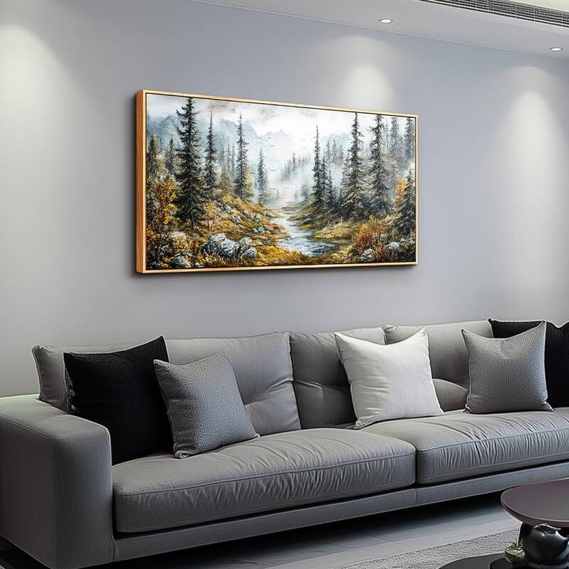 Misty Forest Paintings Tree landscape Wall Pictures Canvas Artwork