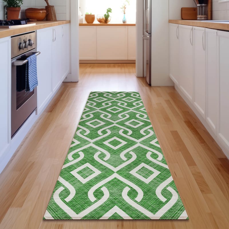 Premium Washable Super Soft Modern Medallions Mayfield Rug - Emerald - 2' 3" x 7' 6" - Runner