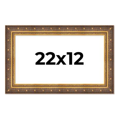 22x12 Frame Vintage Gold Solid Wood Picture Frame | 2.5 Inch Moulding