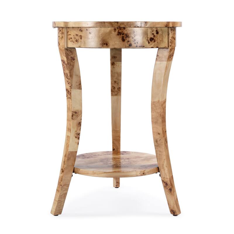 Holdin Round Burl Wood 18"W Side Table