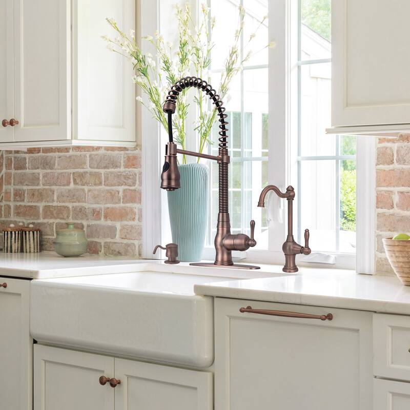 Pre-Rinse Spring Kitchen Faucet, Single Level with Pull Down Sprayer