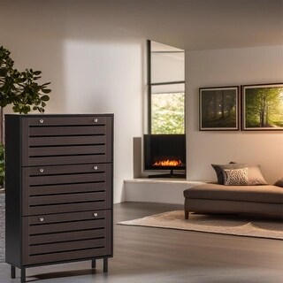Minimalist Slim Shoe Cabinet with Hanging Hooks, Slits Design Panels ...