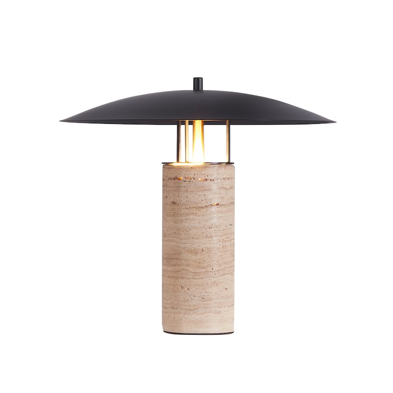 13.5"H Metal Table Lamp with Lime Stone