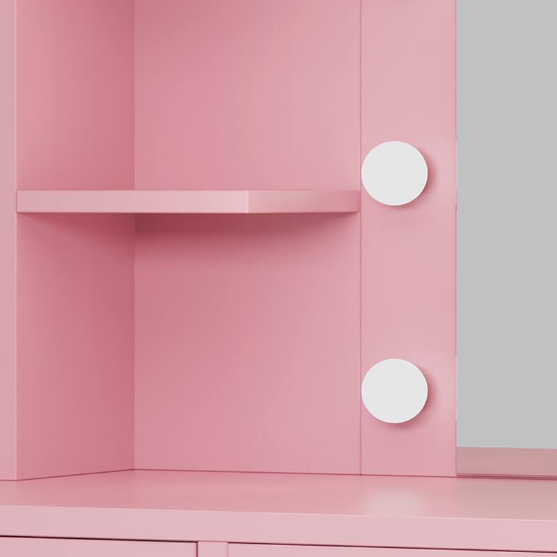 Moasis 40" Makeup Vanity with Mirror and Lighted ,Vanity Table with Power Outlet and 4 Drawers & Storage Shelves