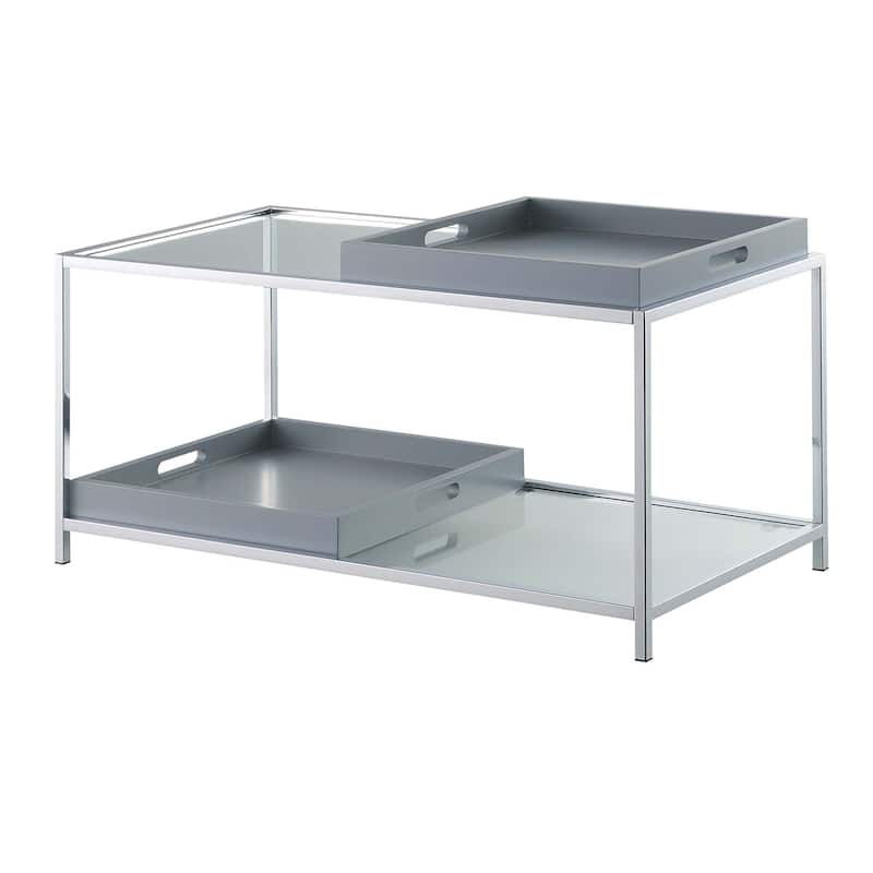 Convenience Concepts Palm Beach Coffee Table with Shelf and Removable Trays