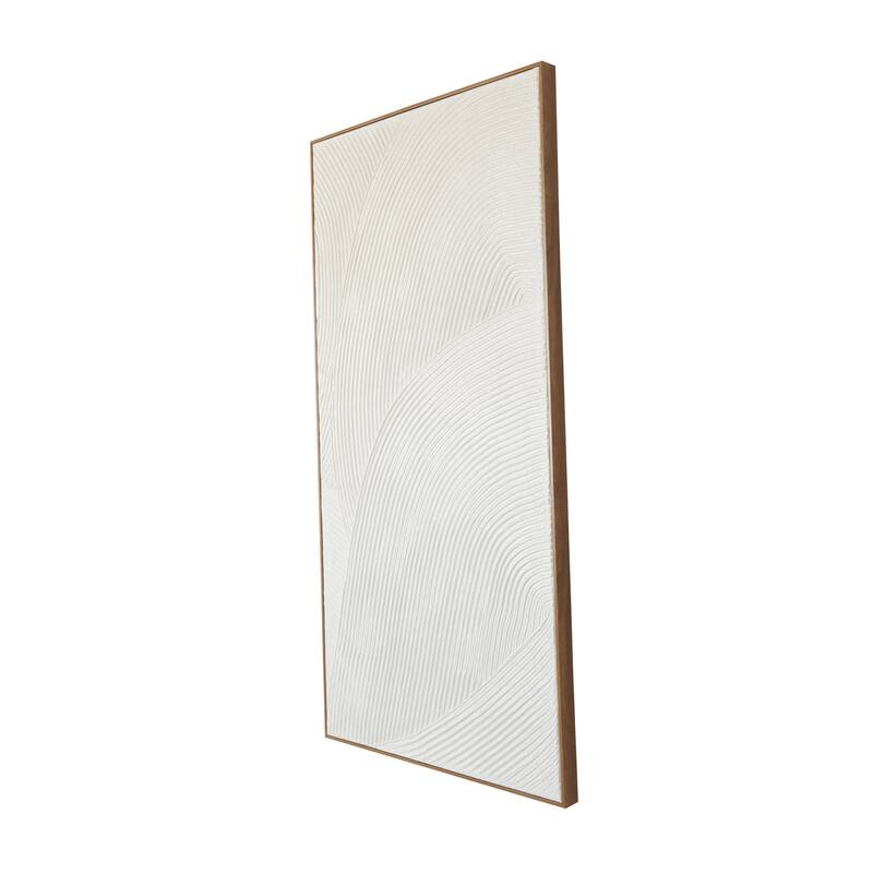 Canvas Geometric Art Deco Inspired Line Art Living Room Framed Wall Art with Gold Frame - White - Roche River Decor