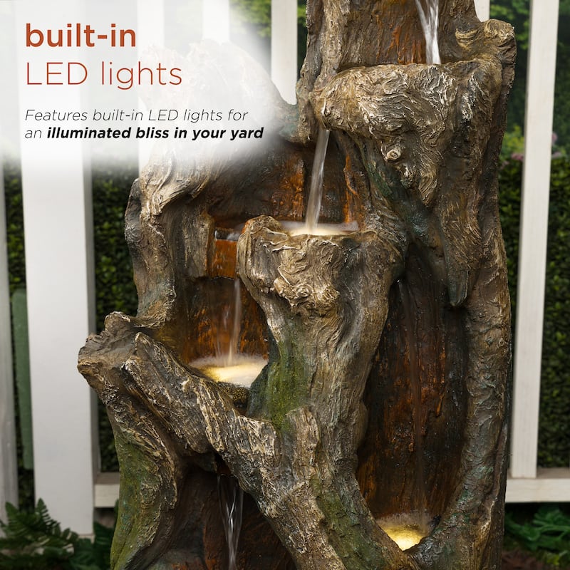 Tree Trunk Fountain with Lights