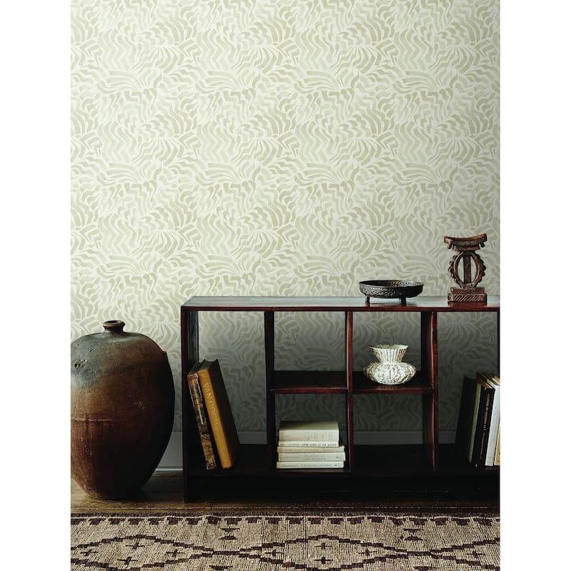 Topeka Zora Wave 27 In W X 27 Ft L Wallpaper - Taupe