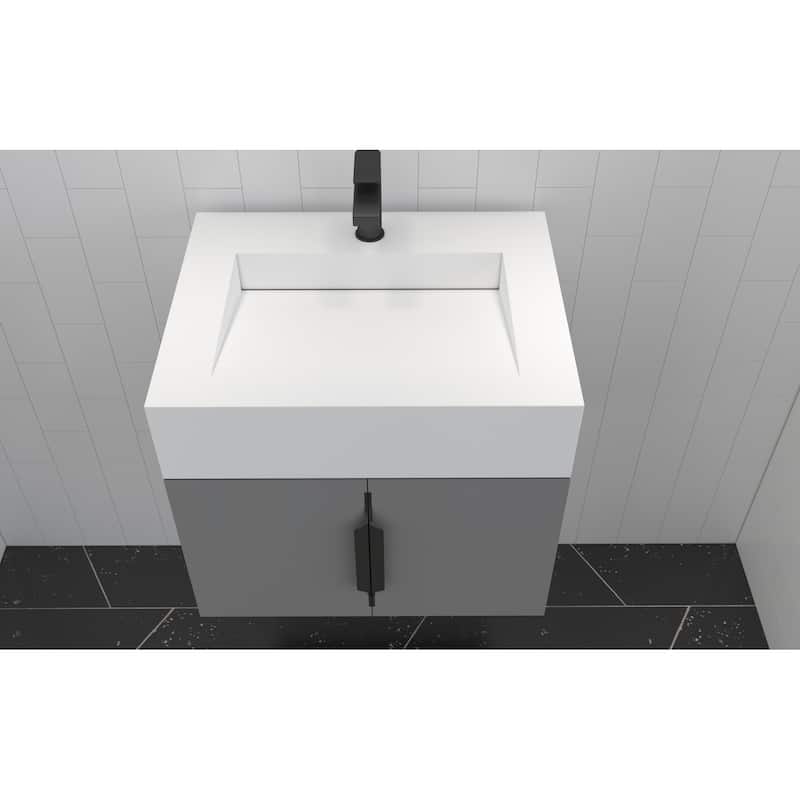 Nile 24-Inch Wall Mounted Bathroom Vanity Set w/ White Top