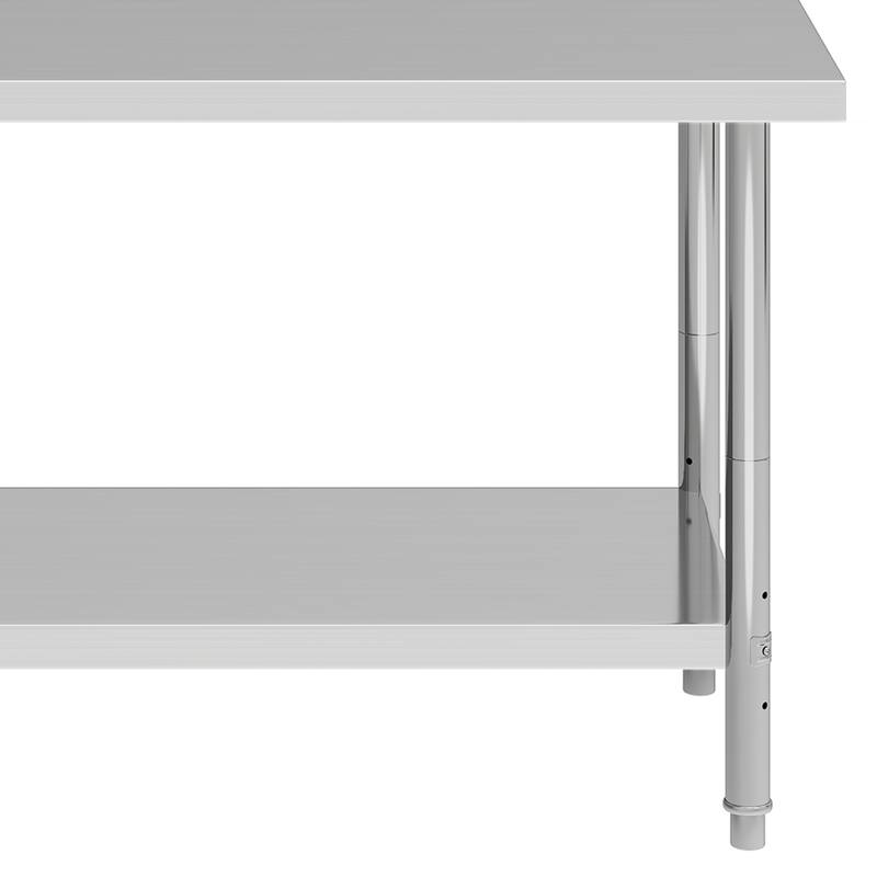60×24 Inch Stainless Steel Table with Undershelf Adjustable, NSF Commercial Kitchen Work Prep Table - 60'' W x 24'' D x 34'' H