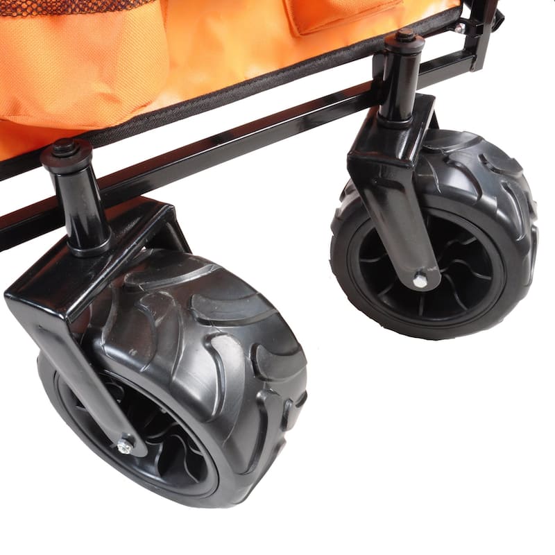 Outdoor Steel Folding Large Capacity Garden Cart Patio Wagon with Lid