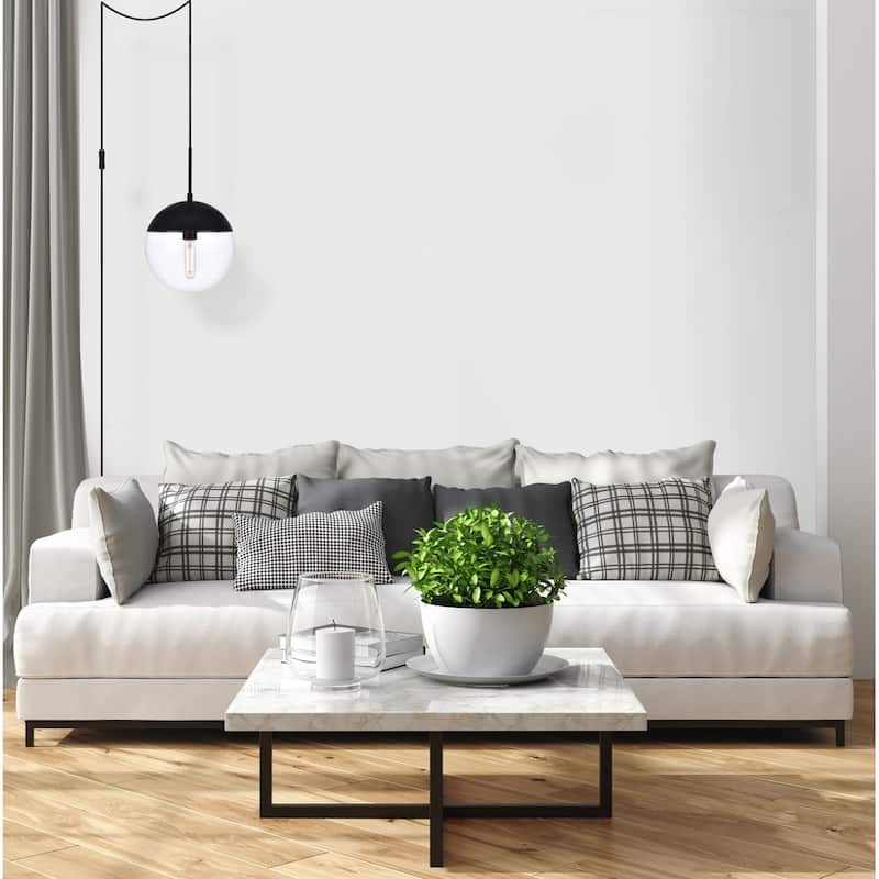 Elian 1-Light Plug in Pendant with Frosted White Shade - Black - 10" Diameter