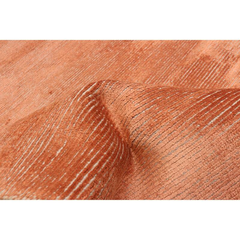 ECARPETGALLERY Hand Loomed Shimmer Copper Viscose, Wool Rug - 5'7 x 7'11