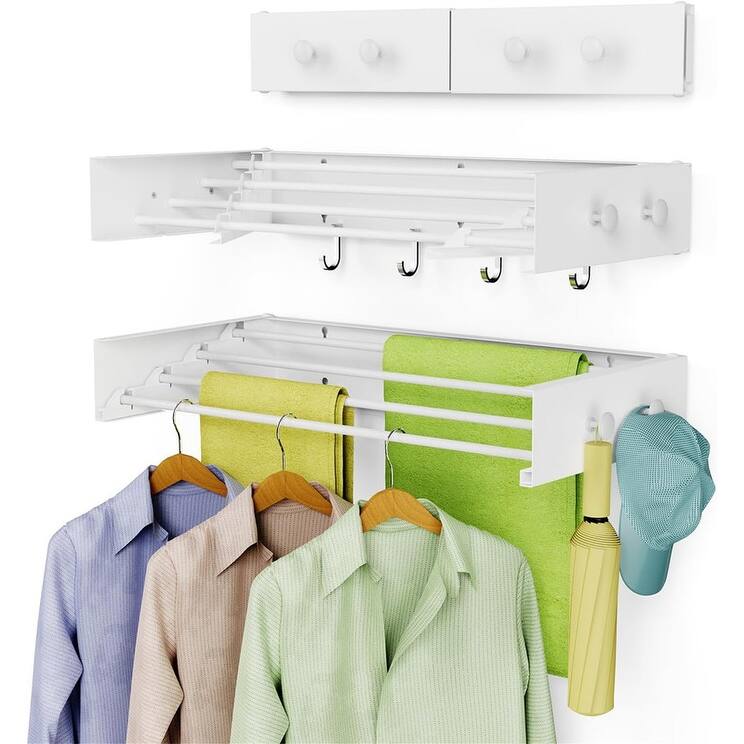 Wall Mounted Drying Rack - 23.6", 60 lb Capacity