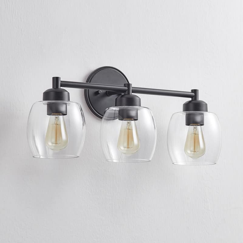 KAWOTI 3-Light Dimmable Bathroom Vanity Light with Glass Shade