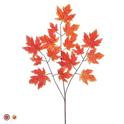 Set of 24 Artificial Rock Maple Leaf Stem Plant Greenery Spray Branch 22in