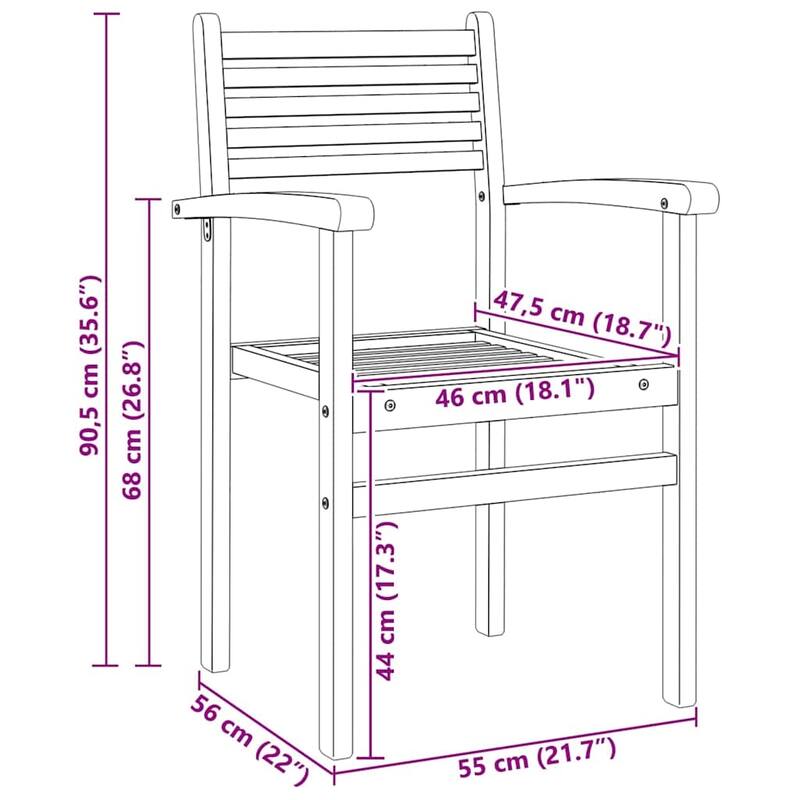 vidaXL Chair Brown 56 x 55 x 90.5 cm Solid Teak Wood