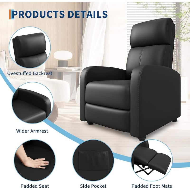 Ergonomic Adjustable Single Recliner Sofa Chair for Living Room, Home