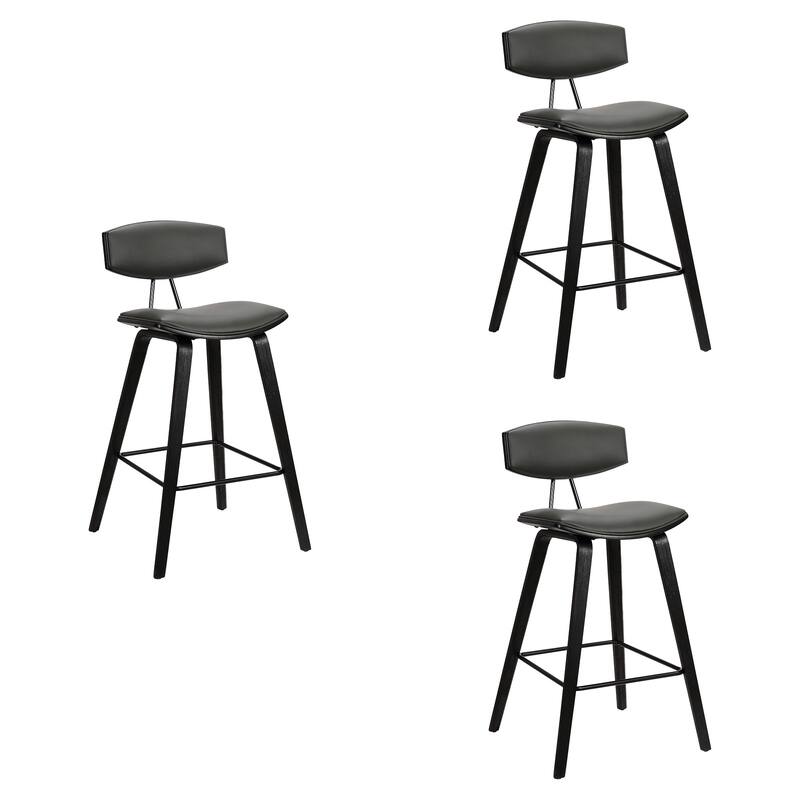 Fox Mid-Century Bar Stool, Upholstered Counter Height Chair with Bentwood Legs
