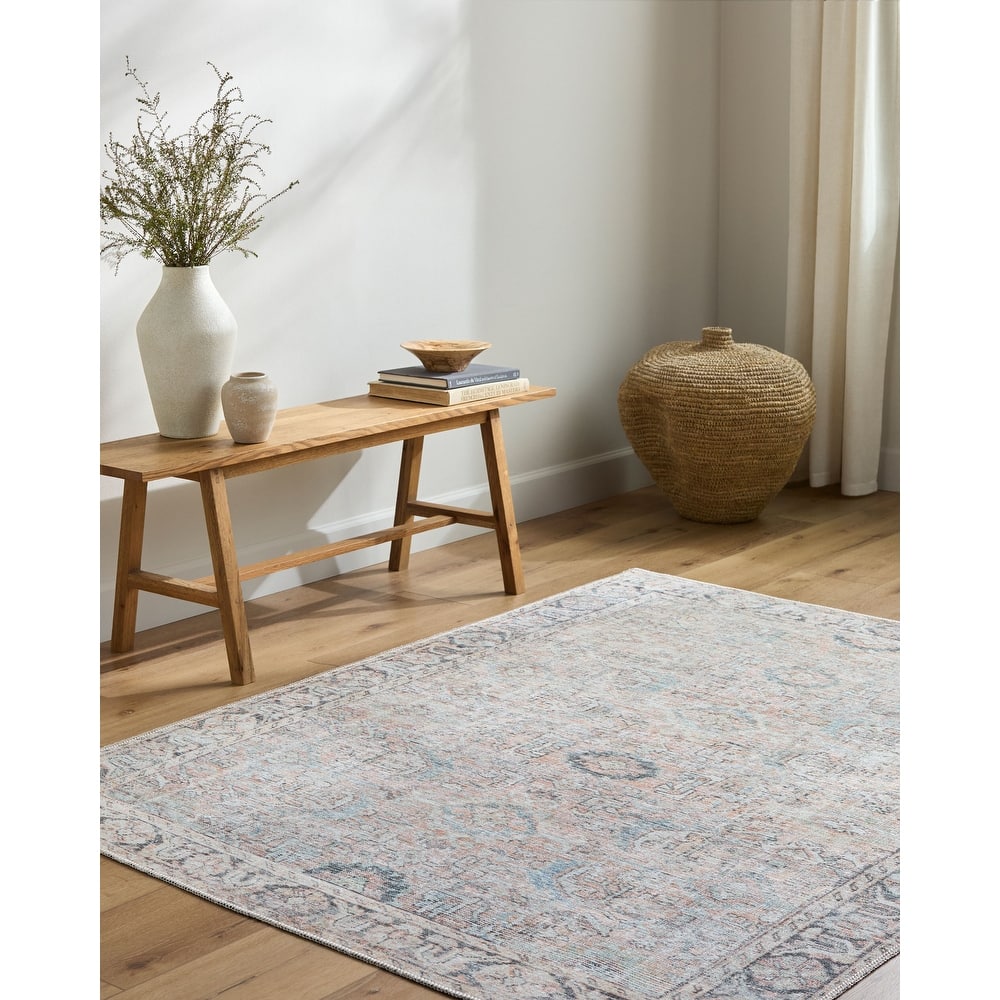 Livabliss Transitional Kemer Medallion Washable Area Rug