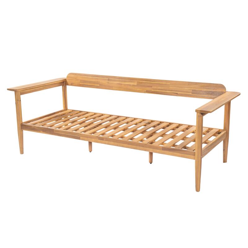 Christopher Knight Home - Terassi Outdoor Acacia Wood 3-Seater Sofa with Wide Armrest & Backrest Support Cushion - 76.25"W