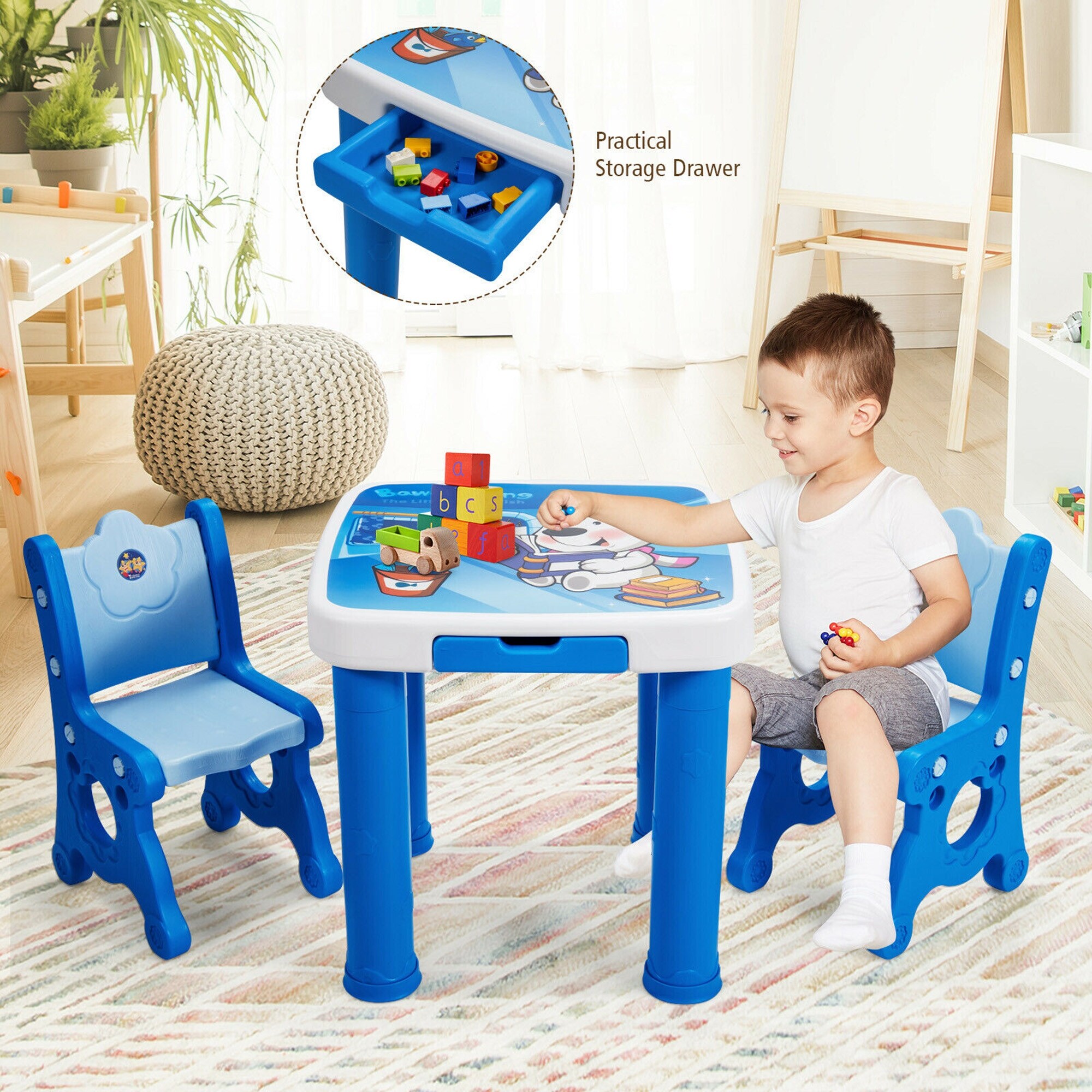 Gymax Kids Table 2 Chairs Set Adjustable Activity Play Desk See Details Bed Bath Beyond 33293089