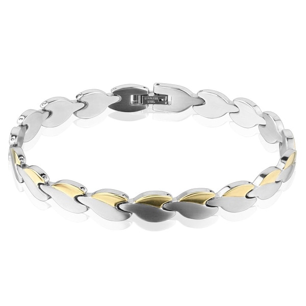 Two Tone Heart Chain Gold IP Stainless Steel Bracelet (8.7 mm) - 9 in