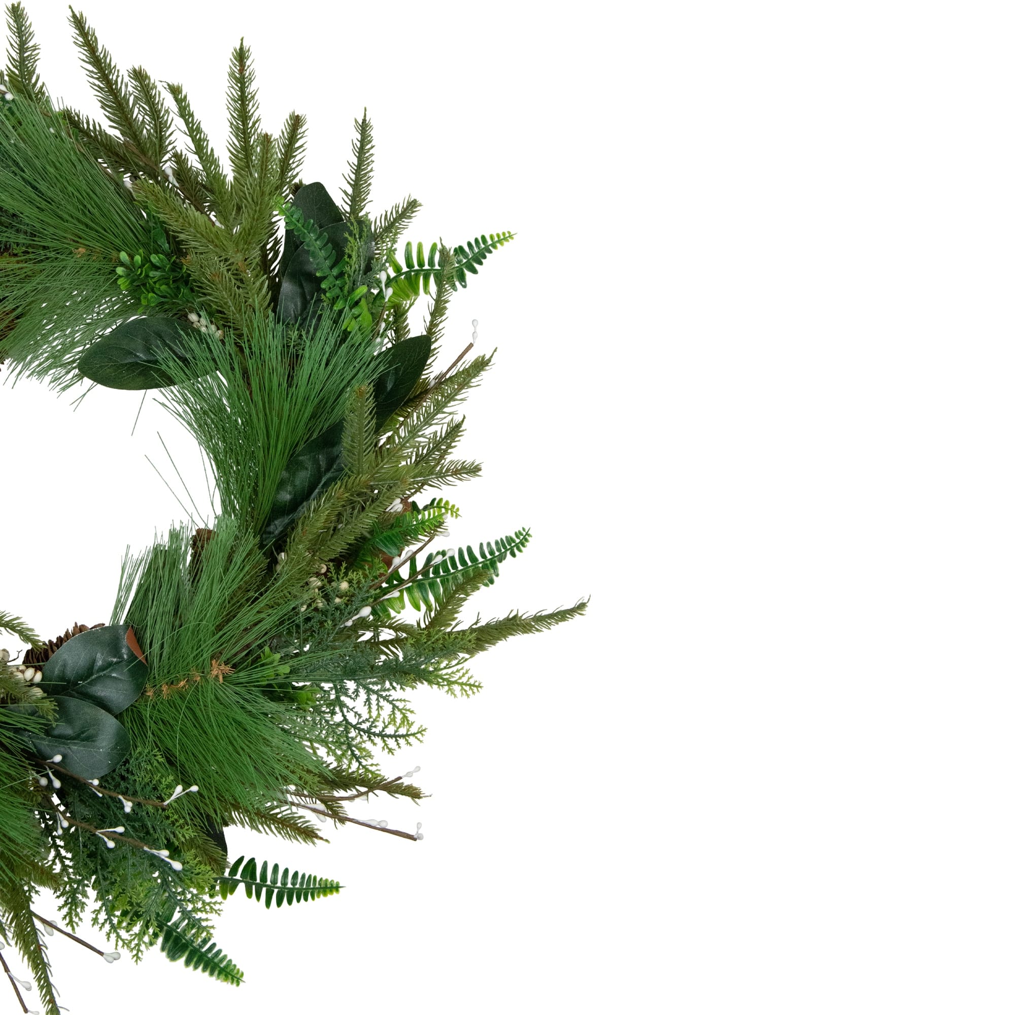 Long Needle Pine and Mixed Foliage Artificial Christmas Wreath 25-Inch ...
