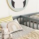 preview thumbnail 7 of 9, Wooden Double Twin Size Floor Bed with Guardrails, Grey