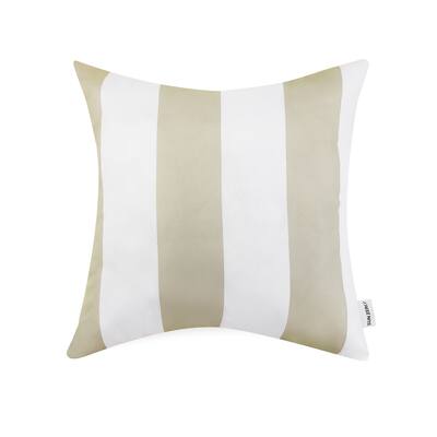 Sun Zero Valencia Stripe Khaki 18" Outdoor Toss Pillow