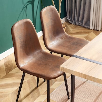 Velvet Dining Chairs Set of 4 Arc Accent Chair Brown Table Chair