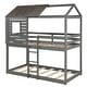 preview thumbnail 13 of 25, Playhouse Inspired Twin-Over-Twin Bunk Bed with Roof, Window, Guardrail, Ladder